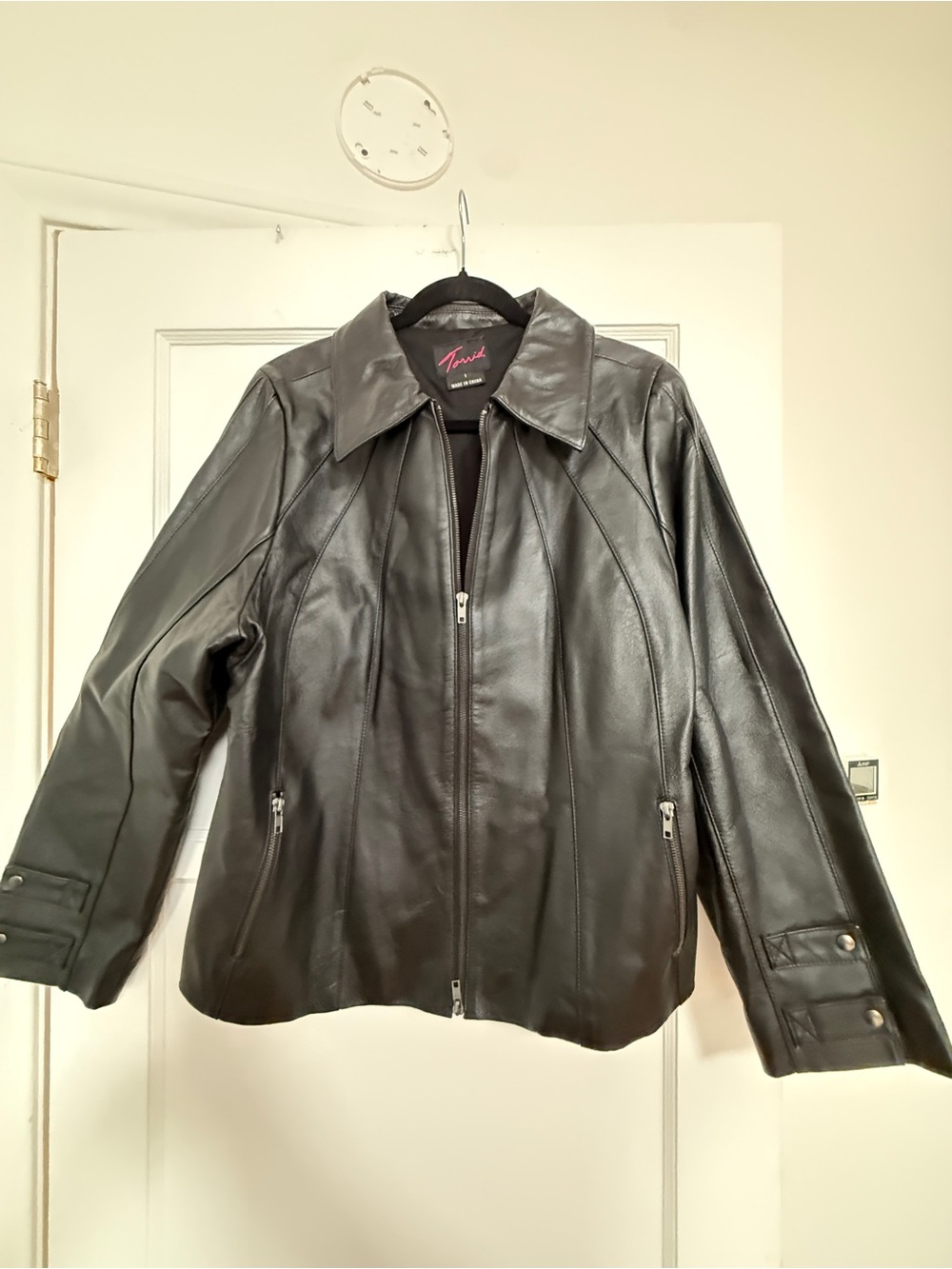 Vintage Torrid Black Leather Zip-Up Moto Jacket sz 1